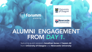 A promotional image of the webinar "Alumni Engagement from Day 1"