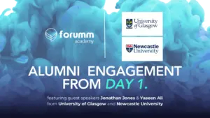 A promotional image of the webinar "Alumni Engagement from Day 1"
