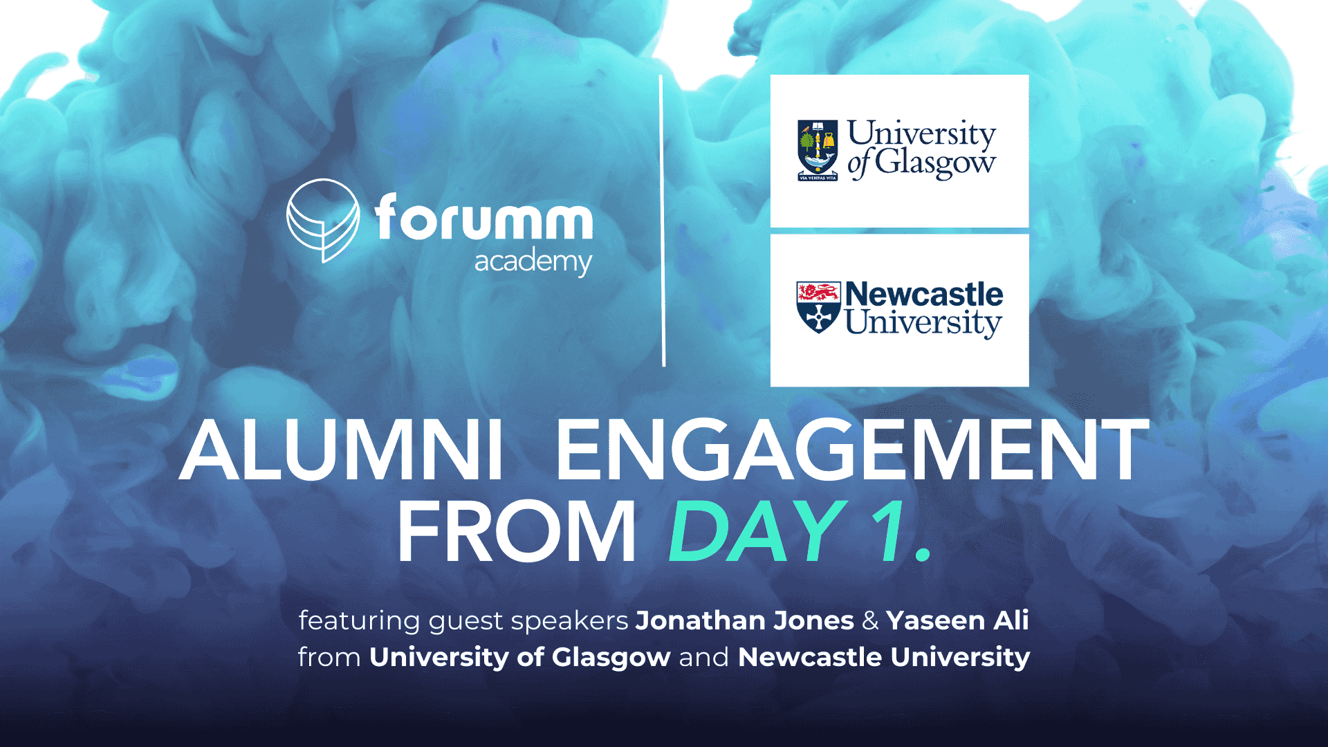 A promotional image of the webinar "Alumni Engagement from Day 1"