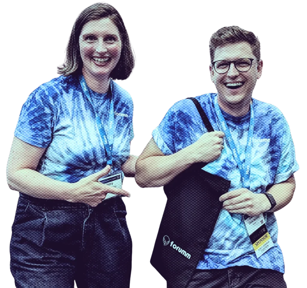 Two people smiling