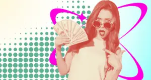 Lady with dollar bills