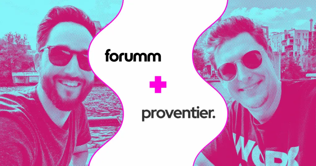 Dan Marrable and Jon GIllespie with Forumm and Proventier logo