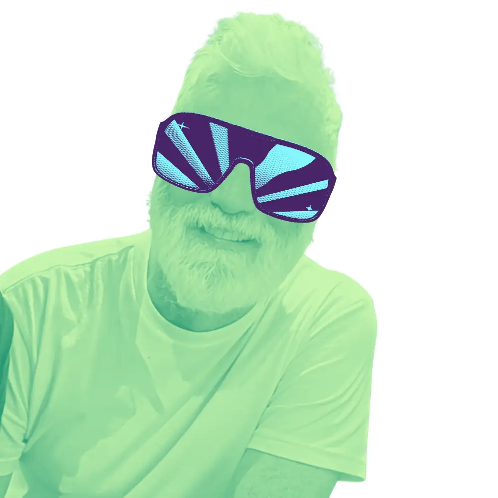 Bearded man with sunglasses on