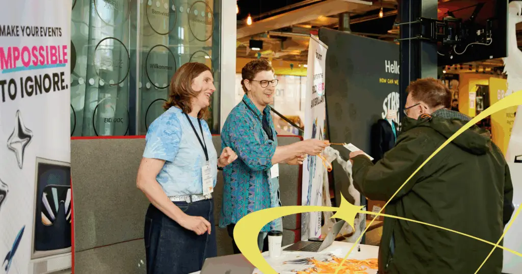 Dan Marrable and Hilary Young at check-in desk